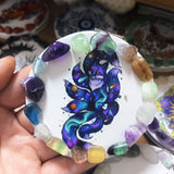 Celestial Fox Crystal Folding Mirror with Fluorite Chips– Pocket Size